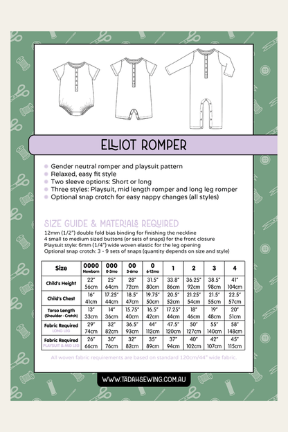 Elliot Romper Sewing Pattern