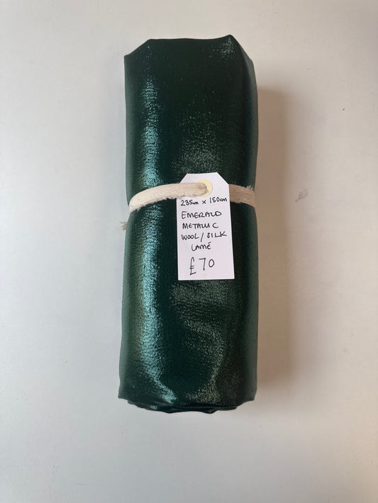 Emerald Metallic Wool/Silk Lamé Remnant