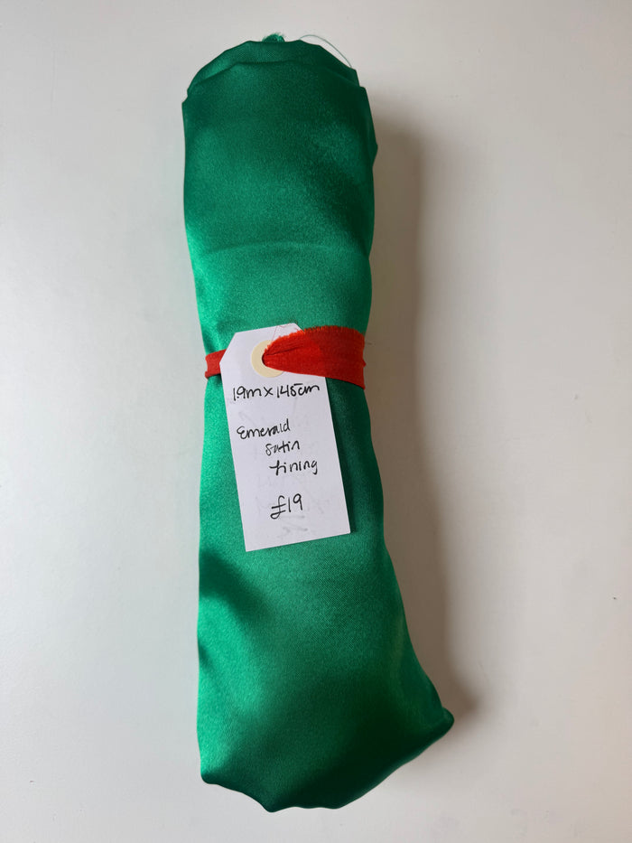 Emerald Satin Lining Remnant