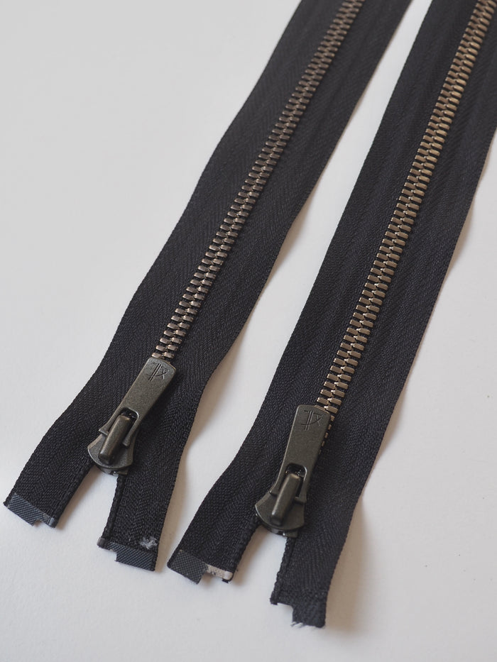 Excella 48cm/19inch Two-Way Open-Ended Black Metal Zips