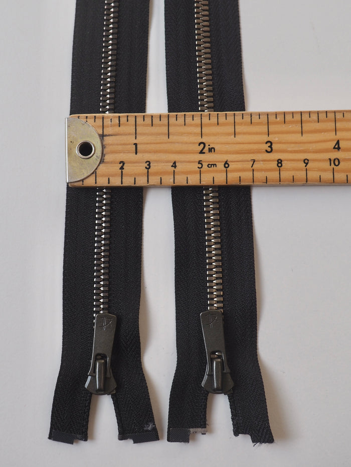 Excella 48cm/19inch Two-Way Open-Ended Black Metal Zips