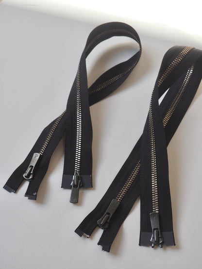 Excella 48cm/19inch Two-Way Open-Ended Black Metal Zips