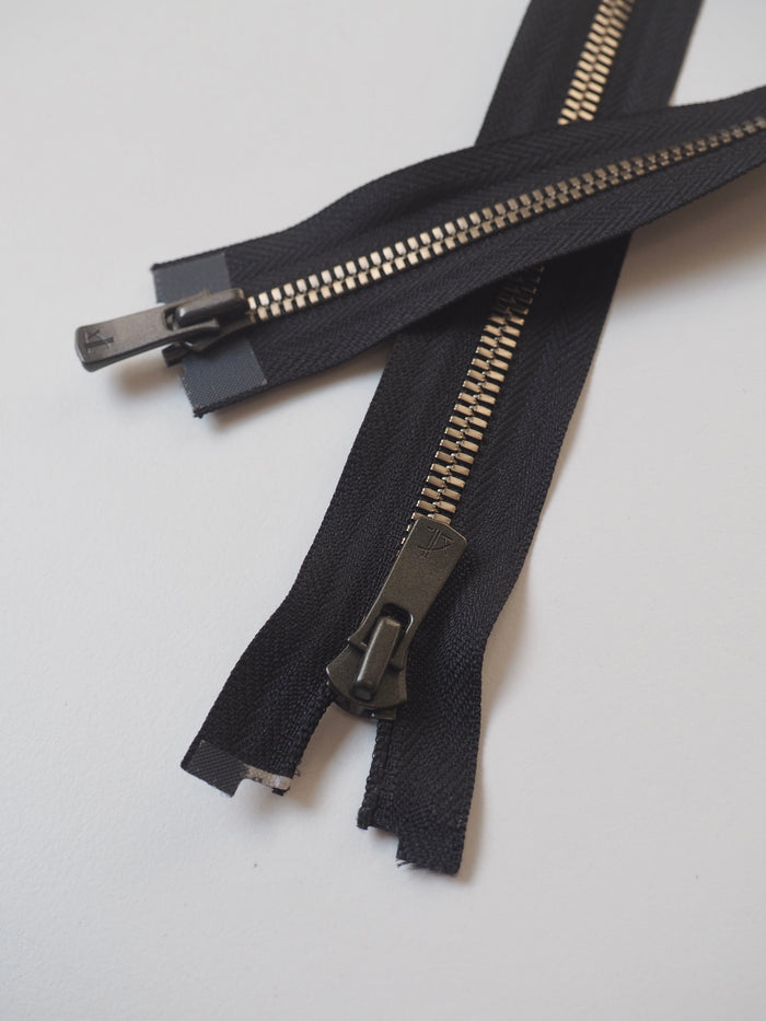 Excella 73cm/29inch Two-Way Open-Ended Black Metal Zips
