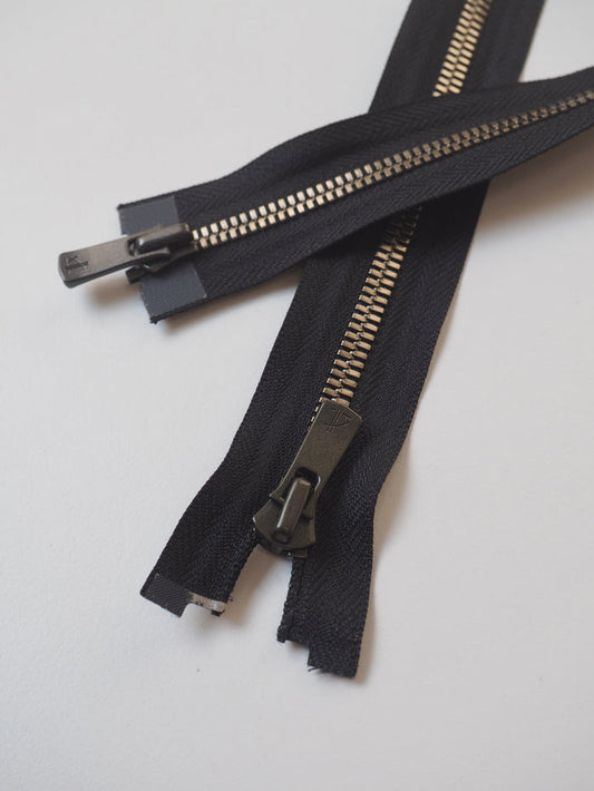 Excella 73cm/29inch Two-Way Open-Ended Black Metal Zips