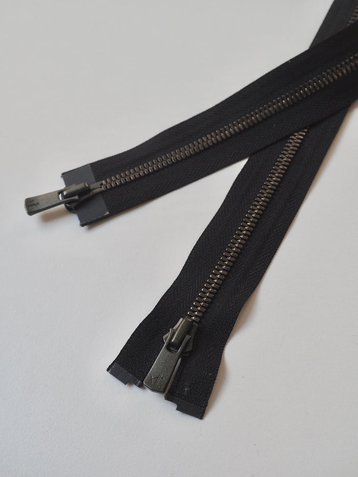 Excella 87cm/34inch Two-Way Open-Ended Black Metal Zips