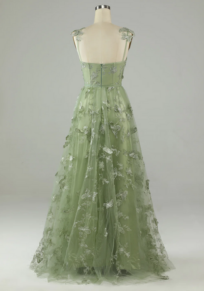 Fairy Butterfly Prom Dress with Slit