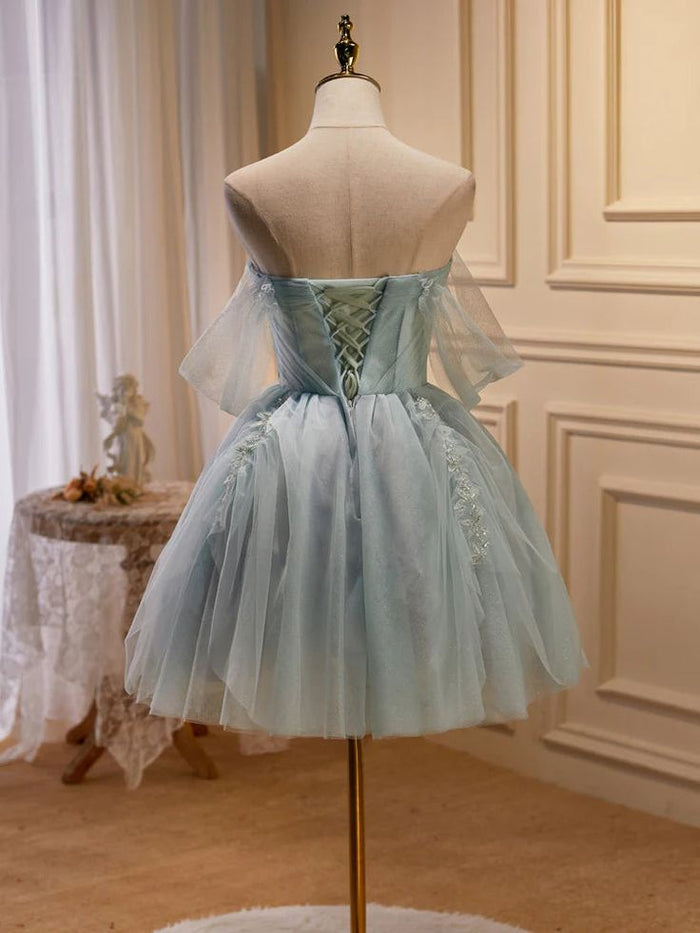 Fairy Homecoming Dress 2023 Short Off the Shoulder Tulle with Appliques