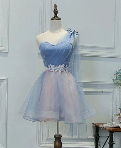 Fairy Homecoming Dress 2023 Short Princess One-shoulder Tulle Horsehair