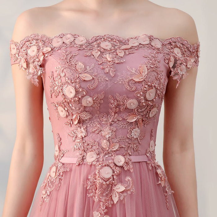 Fairy Prom Dress 2024 Off the Shoulder Lace Appliques Tulle Corset Back