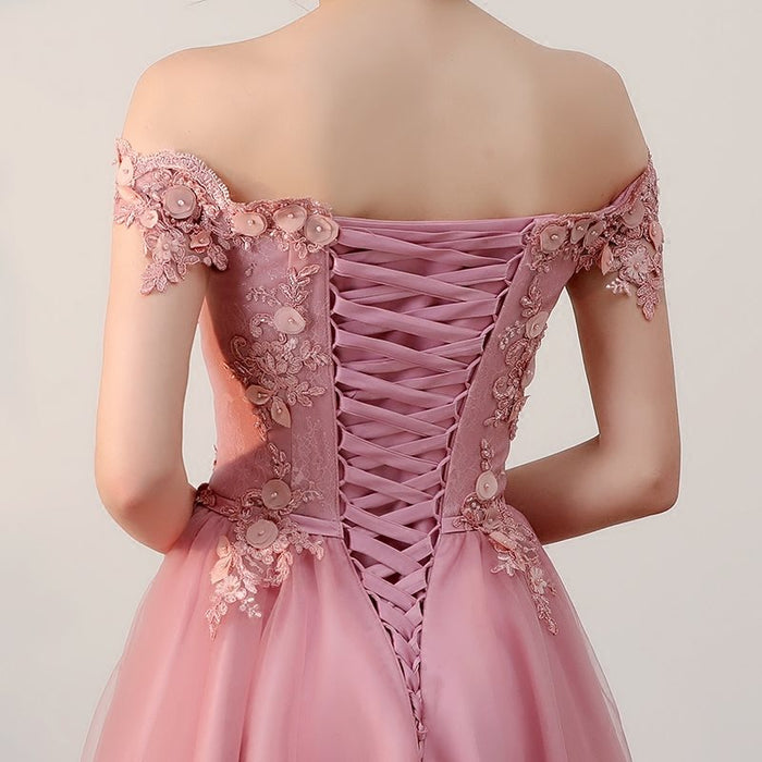 Fairy Prom Dress 2024 Off the Shoulder Lace Appliques Tulle Corset Back