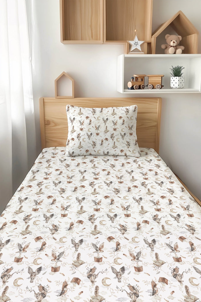 Feathers and FablesÔºàOwlÔºâTENCEL‚Ñ¢ Modal Twin Fitted Sheet and Pillowcase Set - Jammie Session