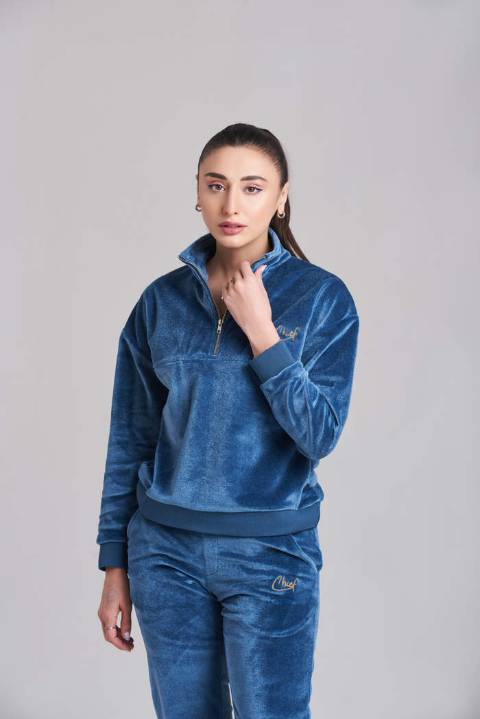 Fila Velvet Zip Blue Tracksuit - Women