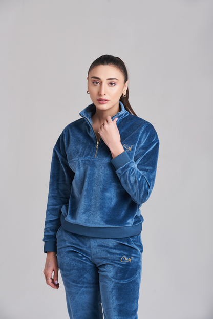 Fila Velvet Zip Blue Tracksuit - Women