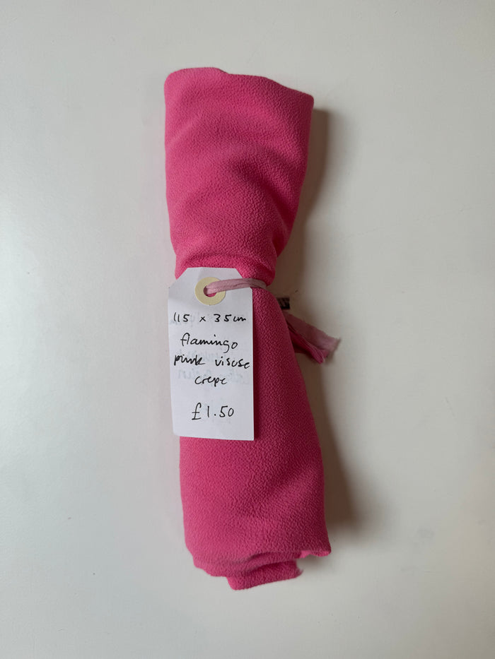 Flamingo Pink Viscose Crepe Remnant