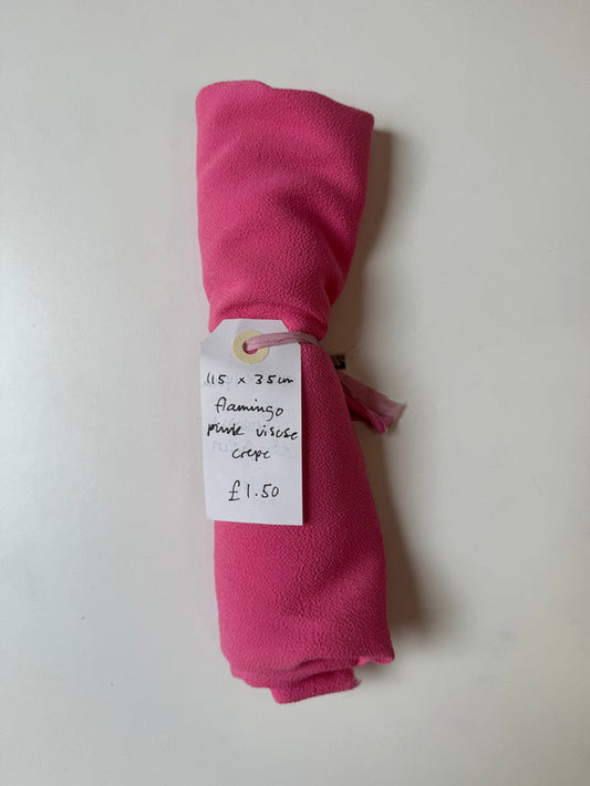 Flamingo Pink Viscose Crepe Remnant