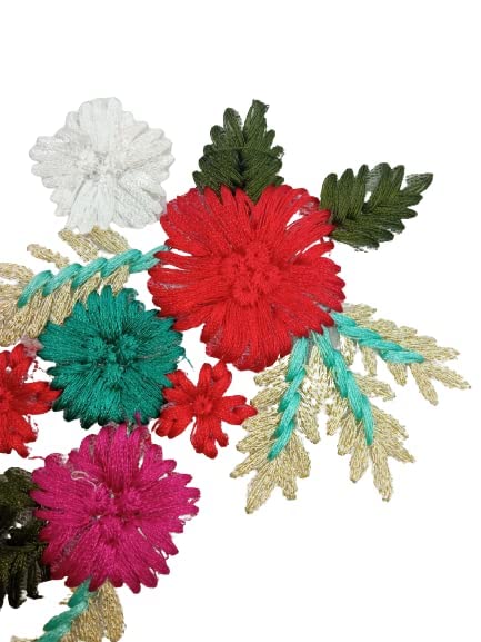 Ani Accessories multicolor sew flower patch closeup showing intricate floral stitching for women jackets shirts denim jeans bags and DIY projects