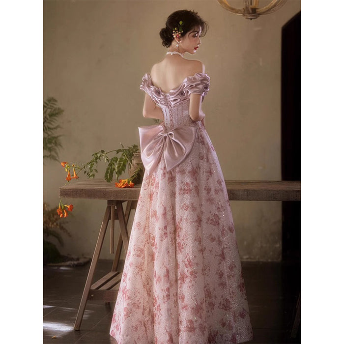 Floral Prom Dress 2025 Corset Back with Bow