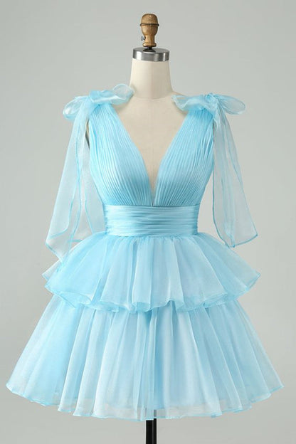 Flowy Homecoming Dress 2024 Tiered Skirt