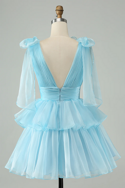 Flowy Homecoming Dress 2024 Tiered Skirt