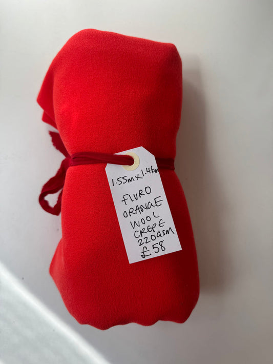 Fluro Orange Wool Crepe Remnant