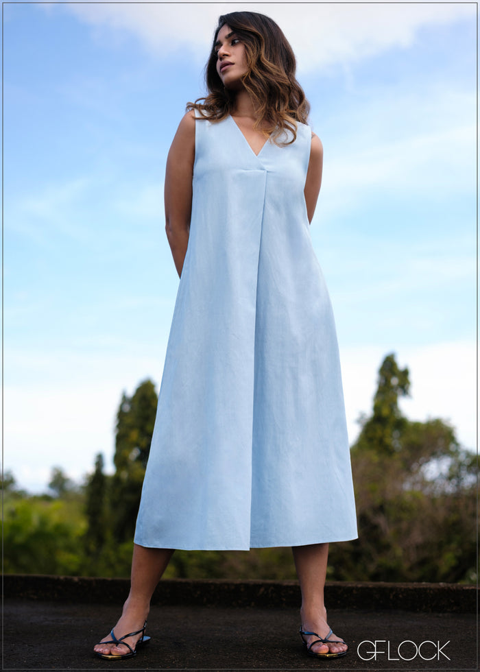 Front Pleat Detailed Midi Dress - 171025