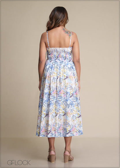 Front Pleated Midi Dress - 180825