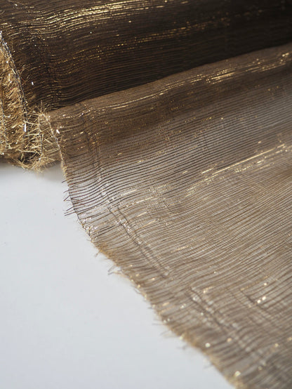 Gold Metallic Stripe Double Organza