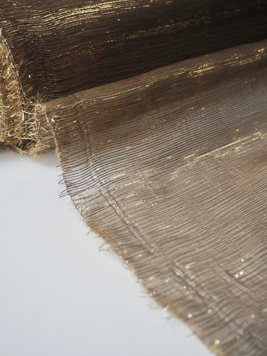 Gold Metallic Stripe Double Organza