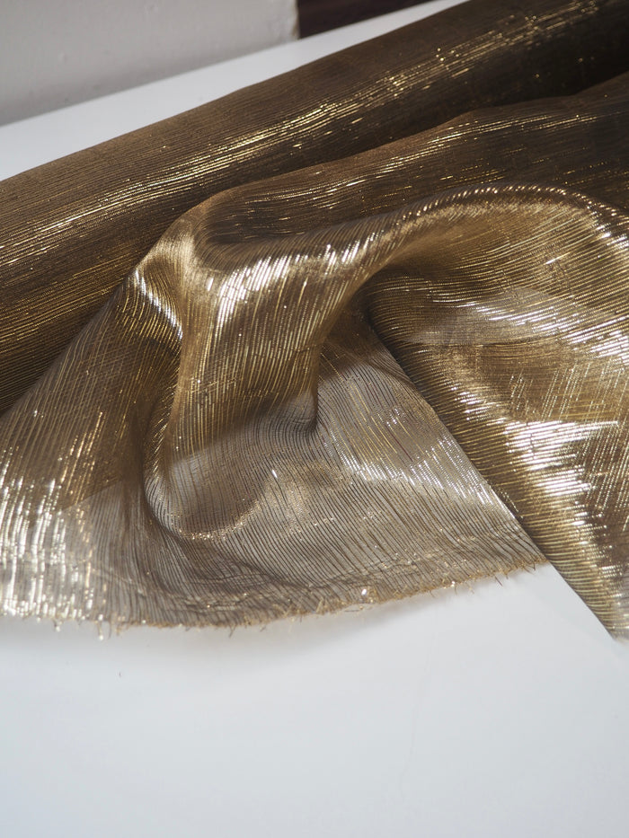 Gold Metallic Stripe Double Organza