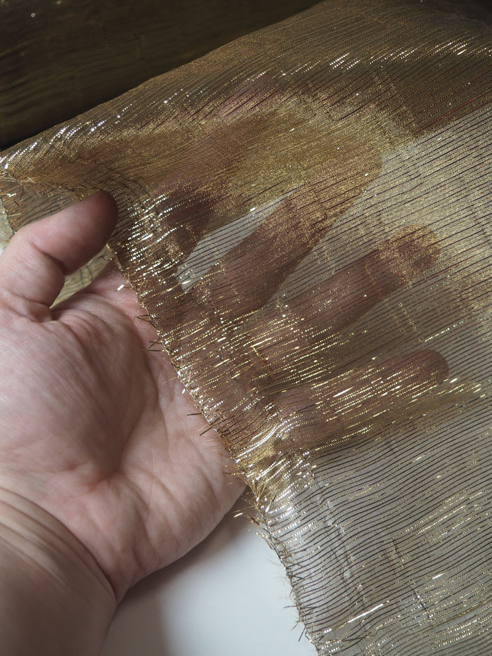 Gold Metallic Stripe Double Organza