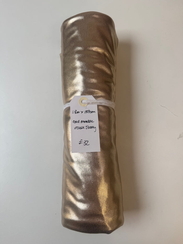Gold Metallic Viscose Jersey Remnant