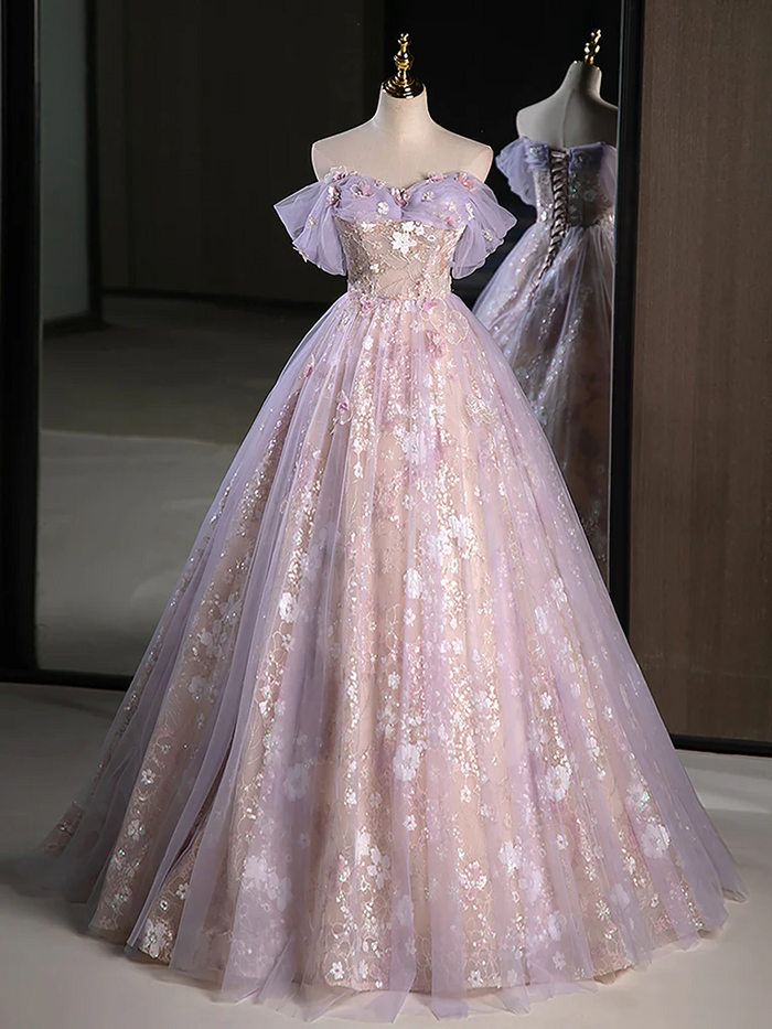 Gorgeous Floral Prom Dress 2025 Corset Back