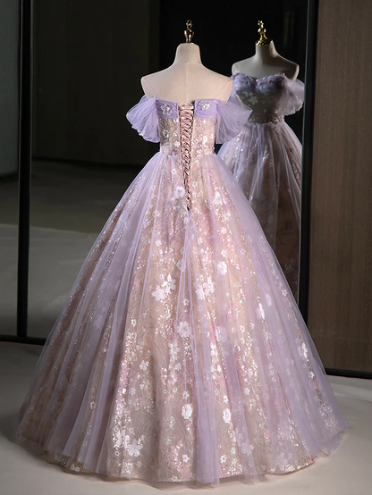 Gorgeous Floral Prom Dress 2025 Corset Back