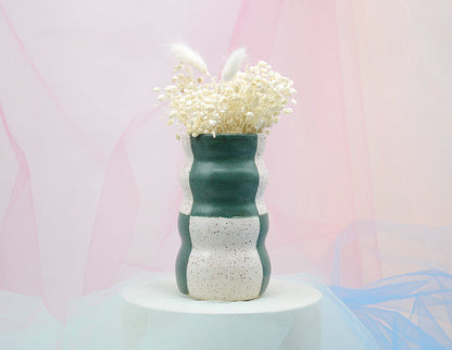 Green and White Checkered Vase - Juice Ceramics