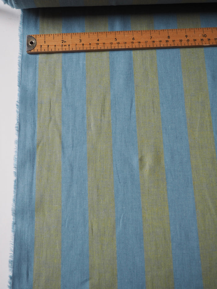 Green + Blue Stripe Cotton/Linen