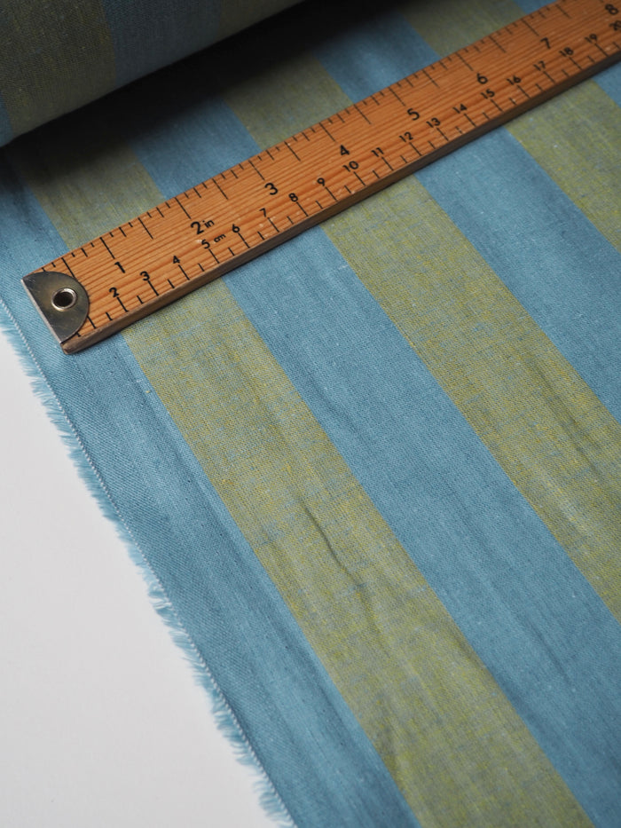 Green + Blue Stripe Cotton/Linen