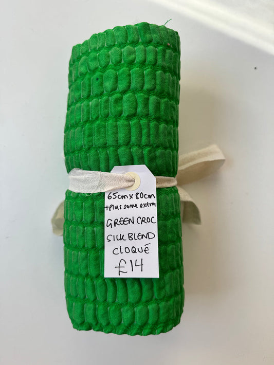 Green Croc Silk Blend Cloque Remnant