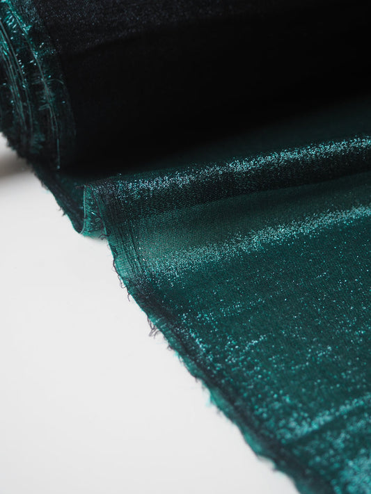 Green Metallic Stretch Silk Chiffon
