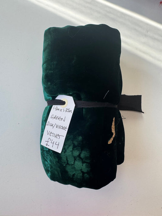 Green Silk/Viscose Velvet Remnant
