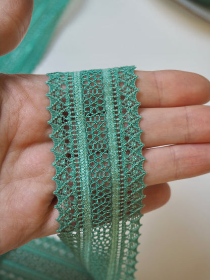 Green Stretch Lace Trim 35mm