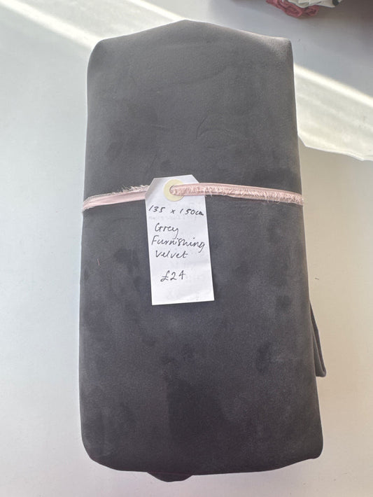 Grey Furnishing Velvet Remnant