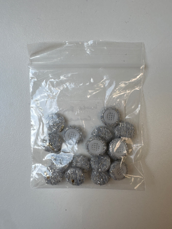 Grey Lurex Boucle Fabric Covered Buttons 13mm x15