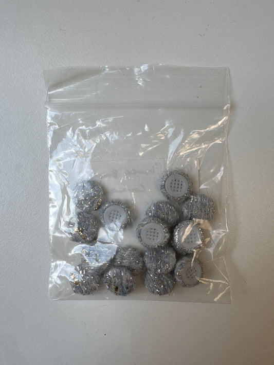 Grey Lurex Boucle Fabric Covered Buttons 13mm x15