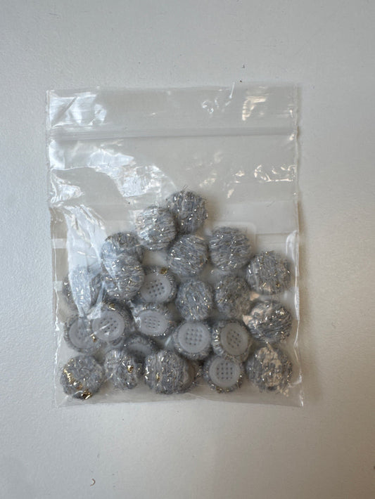 Grey Lurex Boucle Fabric Covered Buttons 13mm x25