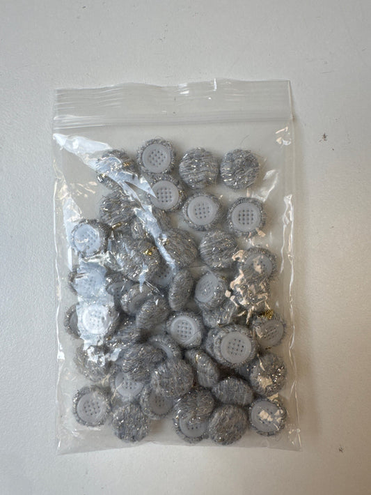 Grey Lurex Boucle Fabric Covered Buttons 13mm x50