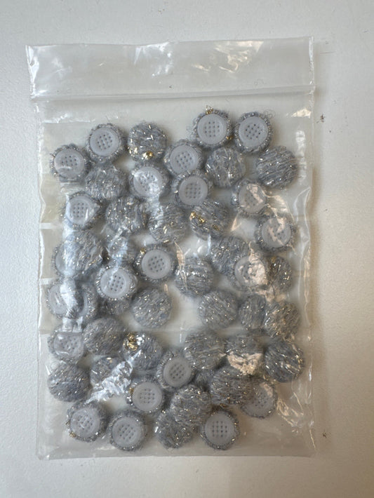 Grey Lurex Boucle Fabric Covered Buttons 13mm x51
