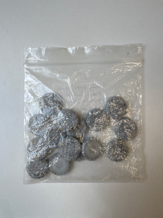Grey Lurex Boucle Fabric Covered Buttons 20mm x15