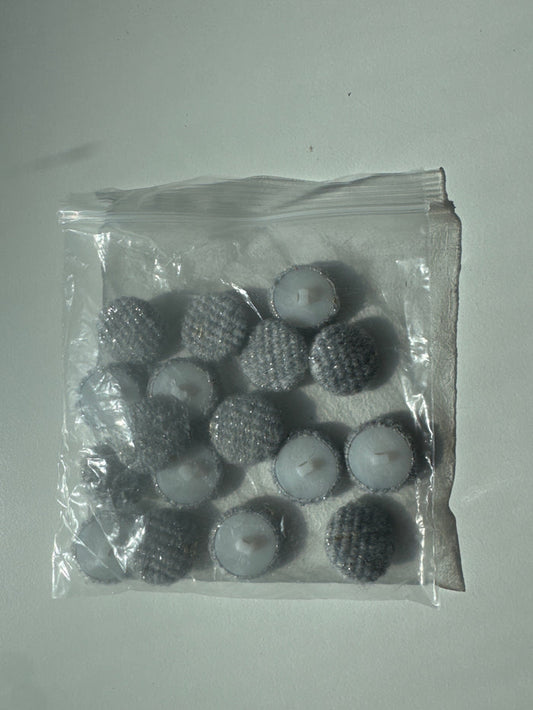 Grey Lurex Boucle Fabric Covered Shank Buttons 25mm x17