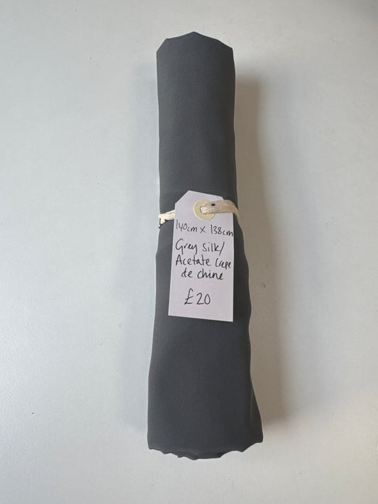 Grey Silk/Acetate Crepe de Chine Remnant