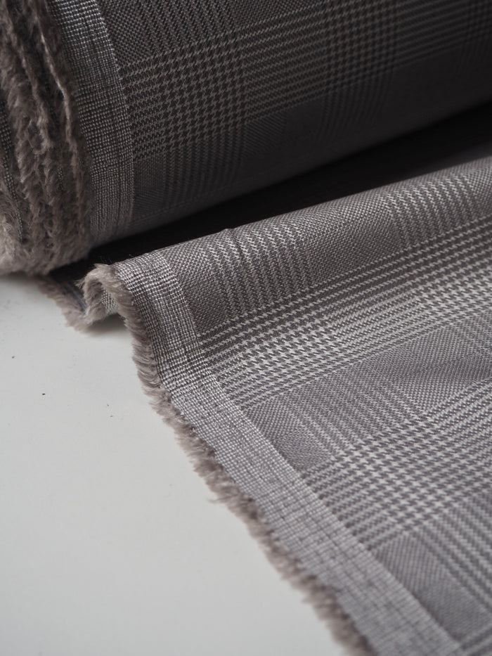Grey Stretch Check Jacquard